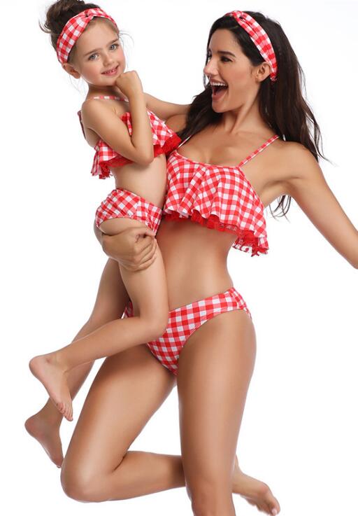 F4817 Mommy and Me PolkaDot Print Matching Swimsuit